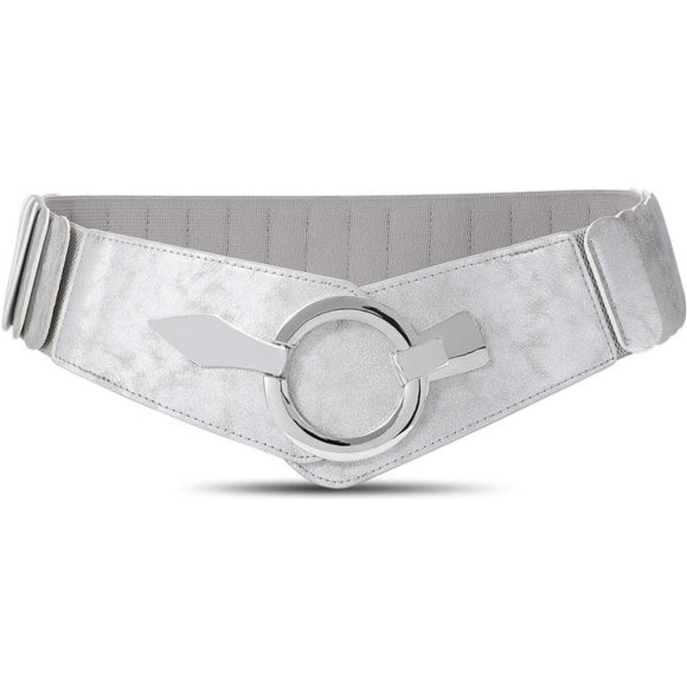 Women Wide Elastic Waist Belt Vintage Stretch Leather Retro Fashion Dress Belt